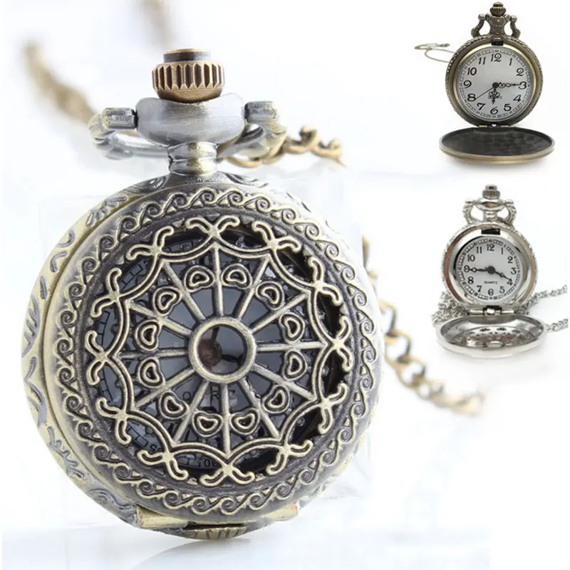Часы наручные для мужчин и женщин карманные в стиле ретро бронзового тона