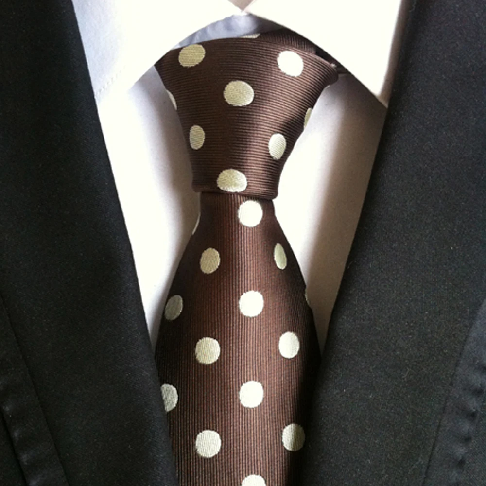 

Unique Design 8cm Ties Fashion Classic White Big Dot Neck Tie High Quality Gentlemen Woven Gravatas for Men 19