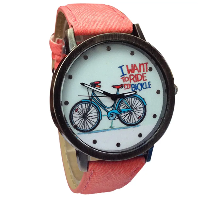 Модные женские часы повседневные модные с джинсовым ремешком велосипедные