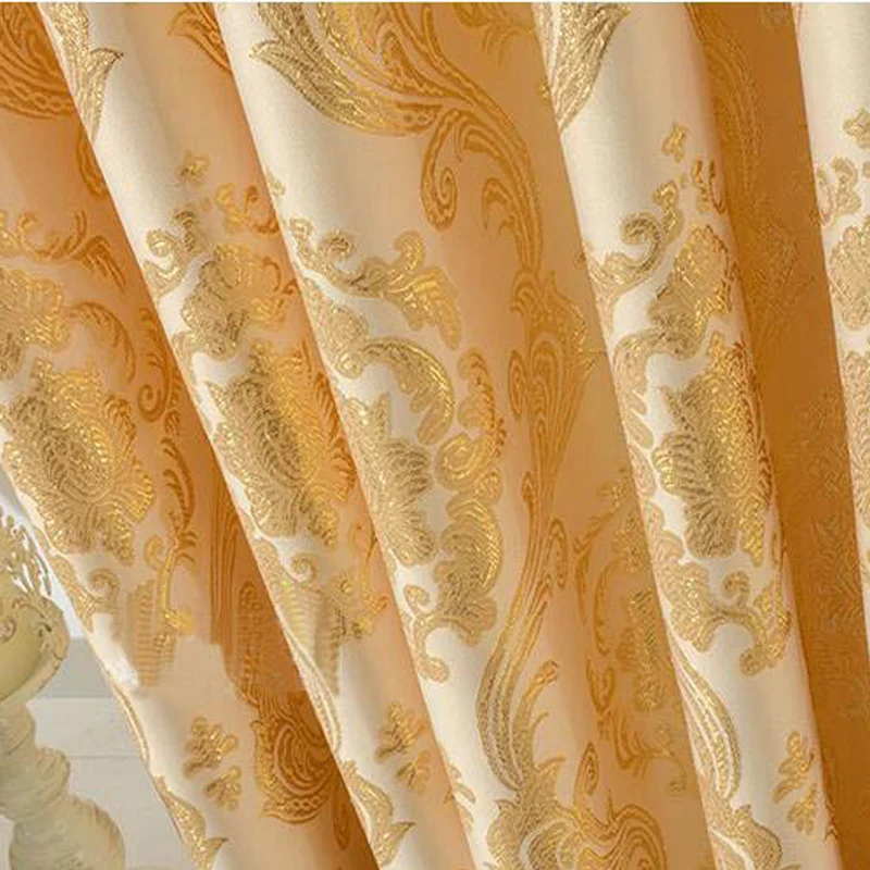 Aubre жаккарда Окно Шторы тяжелых Ткань высокое качество с золотой Цвет Пряжа