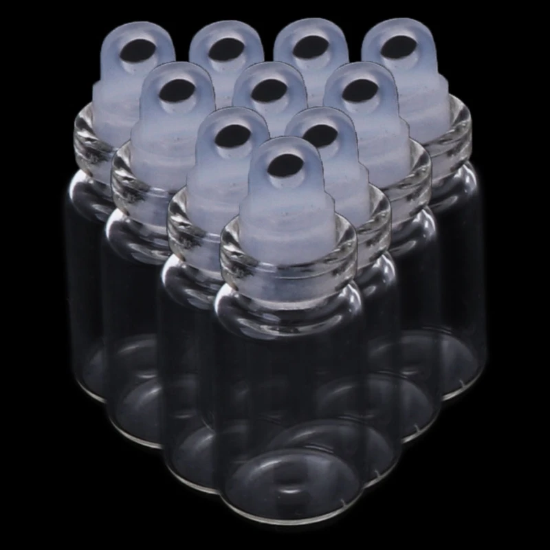 

10Pcs 1ml Glass Bottles with Plastic Stopper Wish Bottle Wedding Jewelry Party