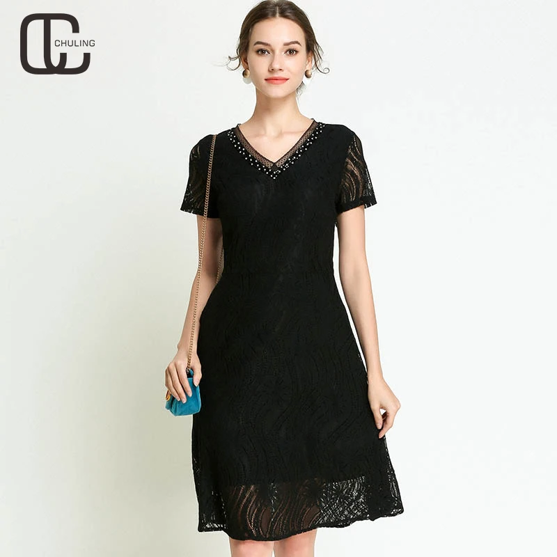 Для женщин Черный Цветочные полые кружева элегантный плюс Размеры ручной работы