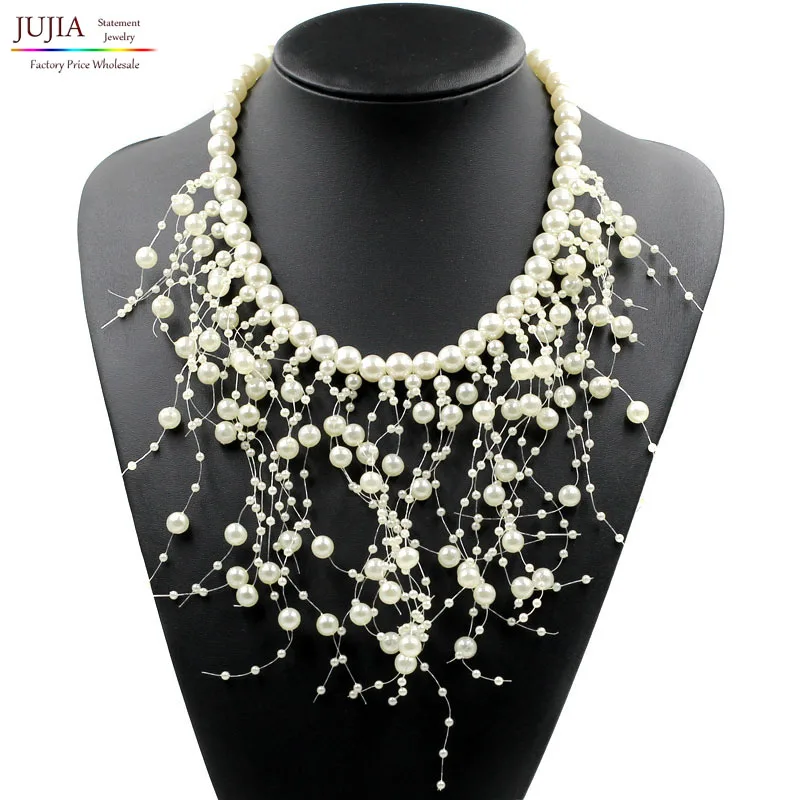 New fashion simulated pearl necklace Z bib collar necklace& pendant luxury choker tassel Necklace statement necklace