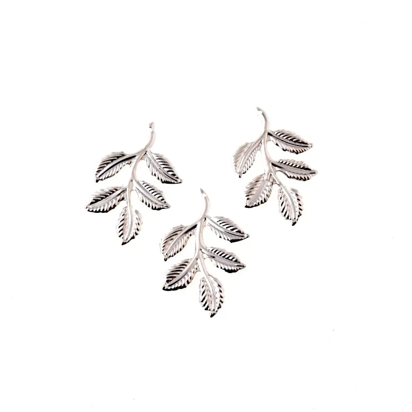 30 шт. лист филигранные обертывания соединители металлические поделки подарок украшение DIY 38x24 мм - Цвет: Silver Color