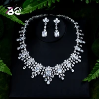 be 8 luxury sparkling brilliant aaa cubic zirconia necklace earrings wedding bridal jewelry sets dress accessories bijoux s393