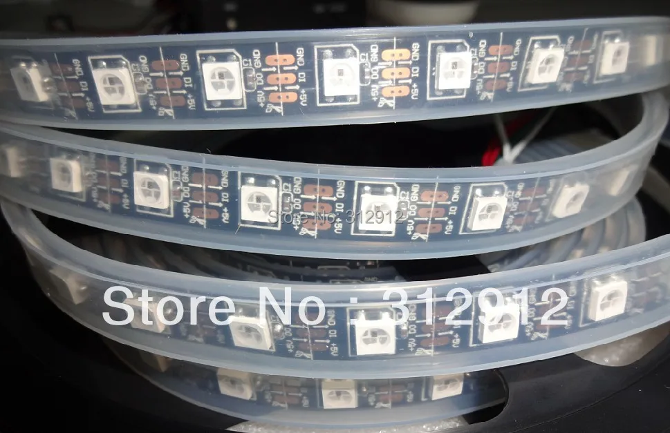 4m DC5V WS2812B BLACK PCB led pixel srip IP68 60pcs WS2812B/M с 60 пикселями|Светодиодные ленты| |