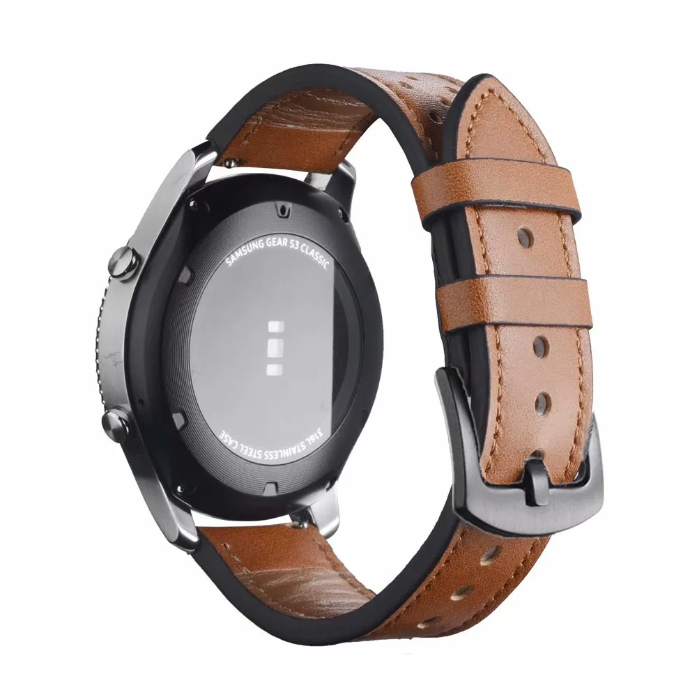 20 мм 22 мм кожаный браслет ремешок для samsung Galaxy Active 42/46 мм gear S2/S3 huawei Watch GT/2 Huami Amazfit Bip Ticwatch Band