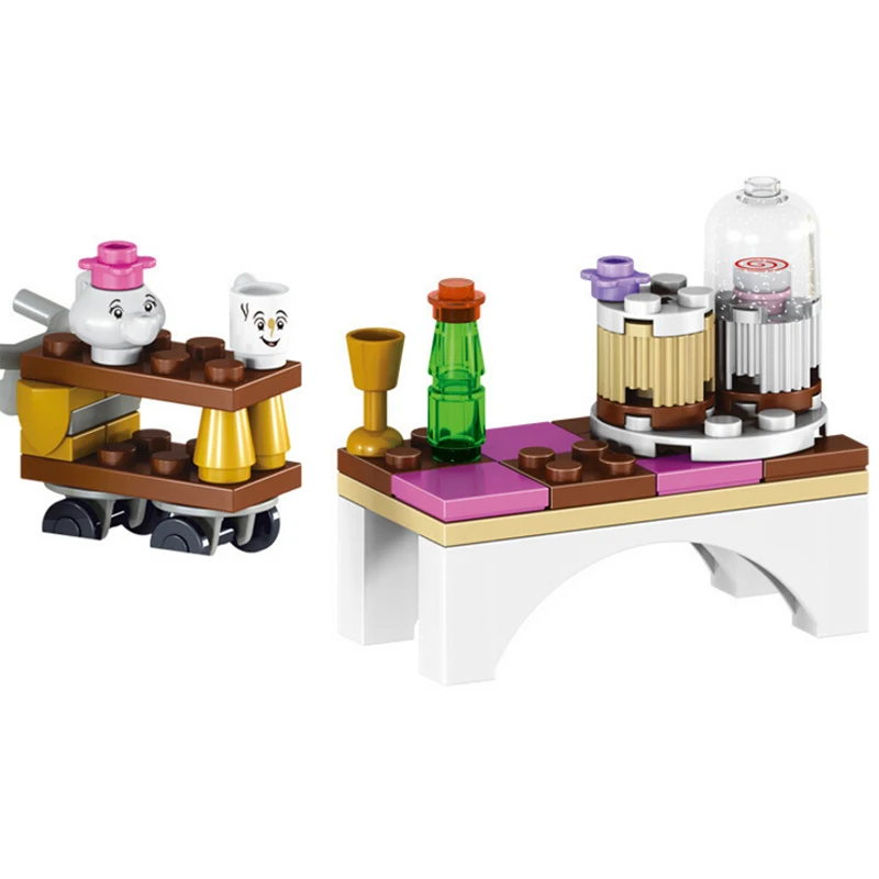Disney мультфильм игрушки Красавица и Чудовище принцесса Belle'S заколдованный замок строительные блоки игрушки Новогодний подарок для детей