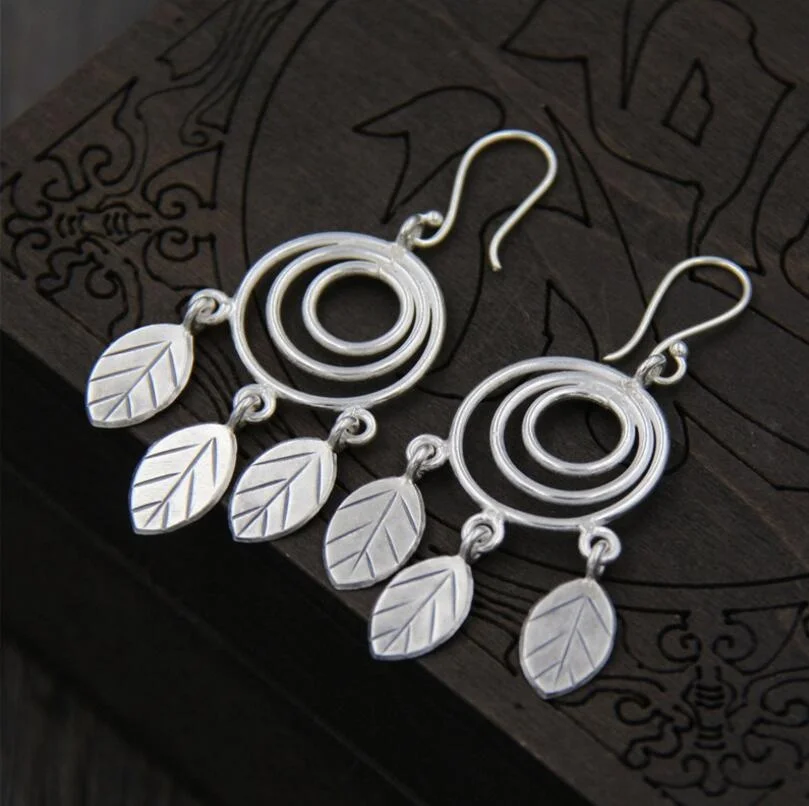 Серьги-Подвески ручной работы в стиле ретро с абстрактными листьями дерева