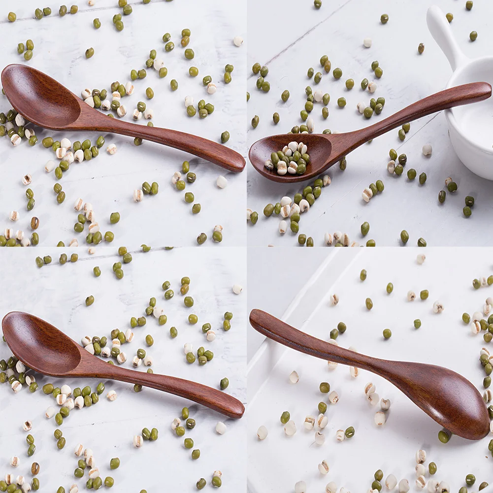 5 шт. эллипса ложка меда Кемпинг Деревянный Кофе Ресторан с длинной ручкой