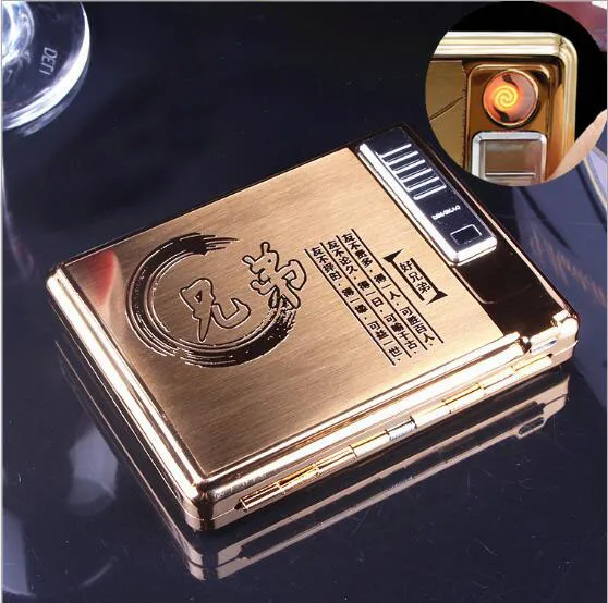 Металлическая коробка для сигарет Электронная перезаряжаемая USB Зажигалка 20