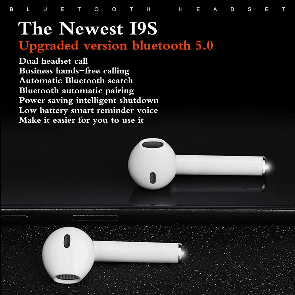 Беспроводные bluetooth наушники гарнитура стерео i9s для телефона с зарядным