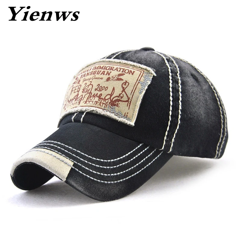 Бейсболка Yienws Bones для мужчин винтажная Кепка кепка 2018 отца Черная YIC537|baseball cap|cap for