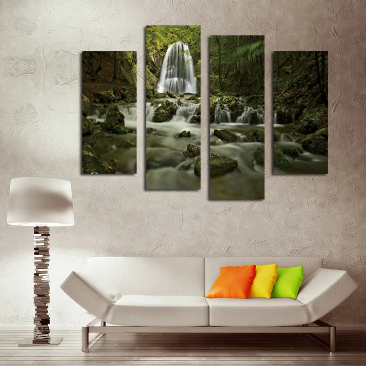 Красивый пейзаж Холст Картина поток в горы стене Книги по искусству Домашний