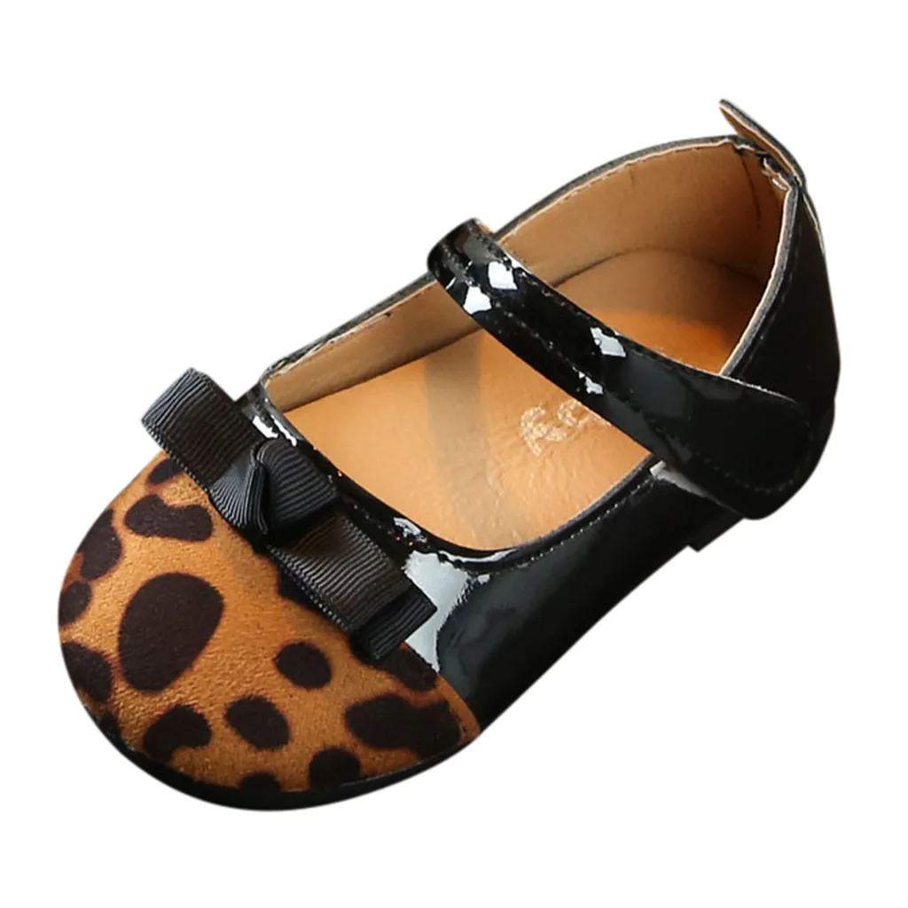 Детские леопардовые туфли принцессы с бантом для маленьких девочек|Кроссовки| |