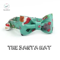 santa hat merry christmas dog and cat collar leash set with bow tie and santa claus bell dog cat necklace pet christmas gift