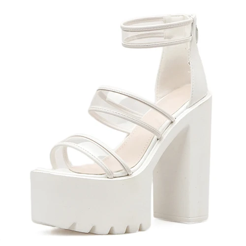 white shoes Gdgydh/прозрачные босоножки из ПВХ; женская свадебная обувь в римском стиле; Цвет черный, белый; Новое поступление года; Прямая поставка; обувь на платформе и каблуке - Цвет: white shoes