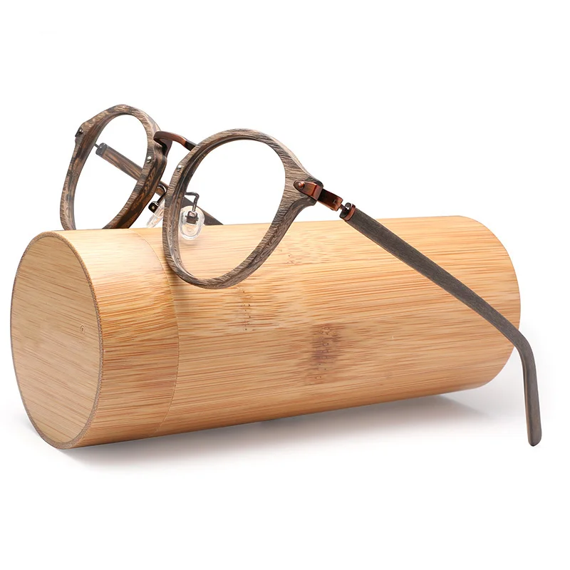 

Acetate Prescription Eyeglasses Frames For Men and Women Wood Grain Optical Glasses Frame with Clear Lens with case BTBC06