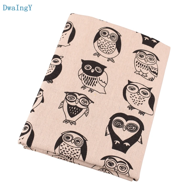 DwaIngY 4 шт./лот серия сова 45x50 см/шт. хлопковая льняная ткань с принтом для пэчворка