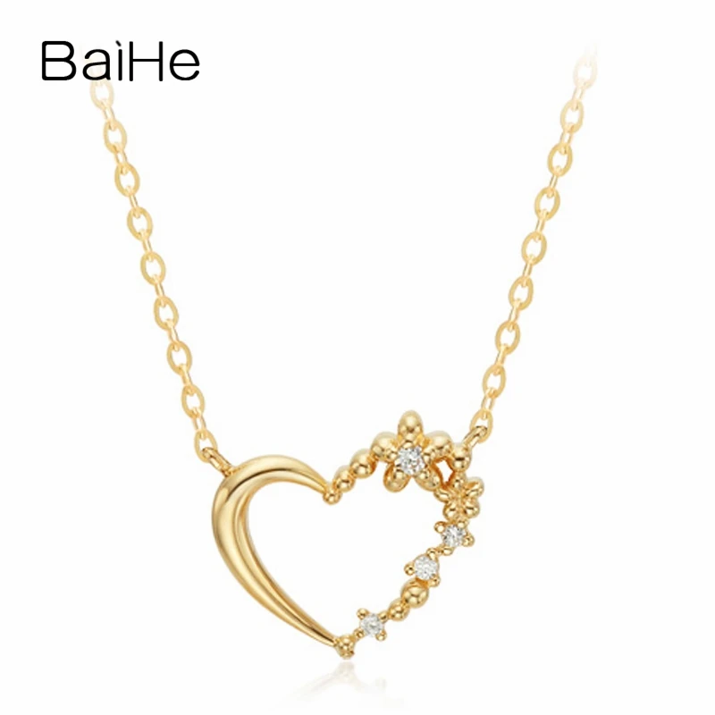 BAIHE Твердые 18K желтое золото 0.02ct натуральный бриллиант для женщин помолвка