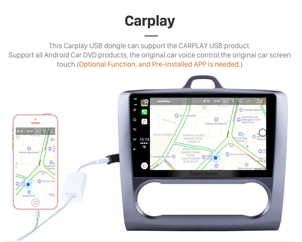 Seicane " Android 8,1 автомагнитола gps навигация мультимедийный плеер головное устройство для 2004 2005 2006 2007-2011 Ford Focus Exi AT
