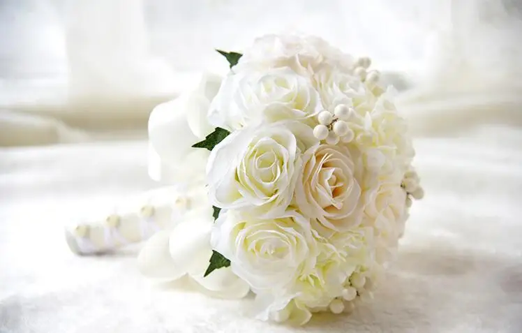 Букет Де Mariage Белый Кружева Свадьба Свадебные Букеты 2017 Кристалл Цветы | Свадьбы и