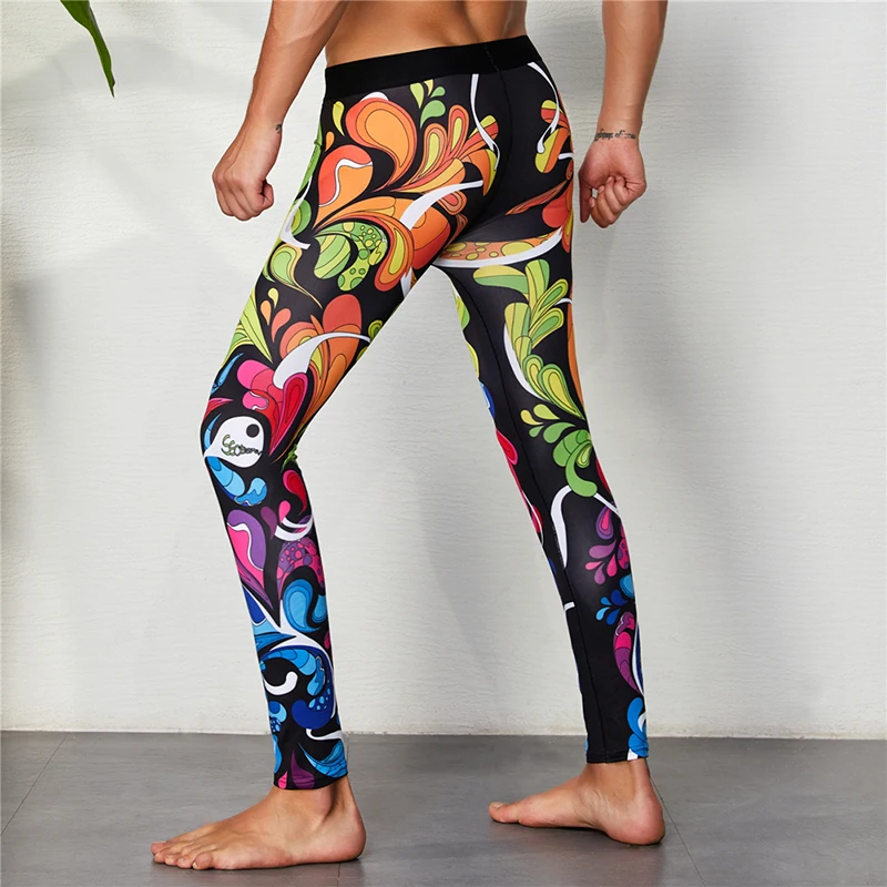 Elastic Leggings Men Compression Pants Printed Running Tights Training Sports Pantalon De Compresion Hombre Leggins Hombre XL