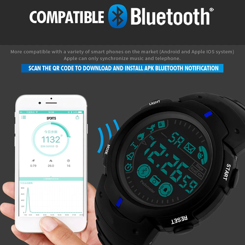 Мужчины/женщины Смарт-часы электронные телефон с часами Bluetooth напоминание приложение спортивный шагомер в Водонепроницаемый часы для IOS Android