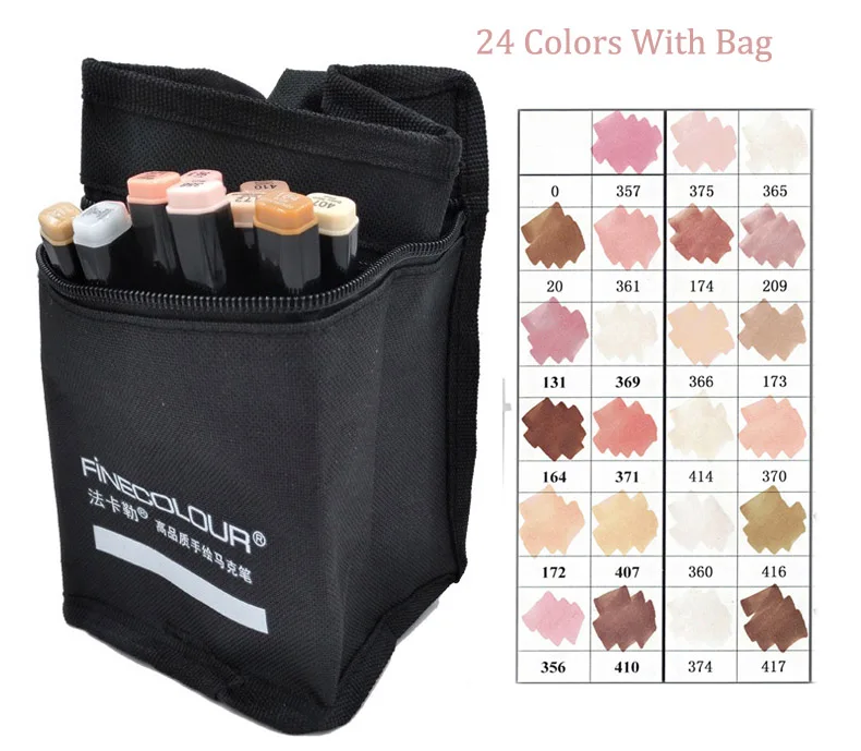 EF102 Skin 24 in bag Finecolour кожи волос Цвета арт мягкая маркер кисть набросок ручка для рисования манги двойной набор наконечников портрет 12/24/36 постоянного на спиртовой основе маркер - Цвет: EF102 Skin 24 in bag