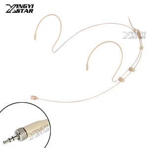 Бежевый стерео-микрофон с винтовым замком 3,5 мм, с двойным заушным крючком, гарнитура, микрофон для беспроводной гарнитуры Beltpack XSW1 EW100 EW300 EW500