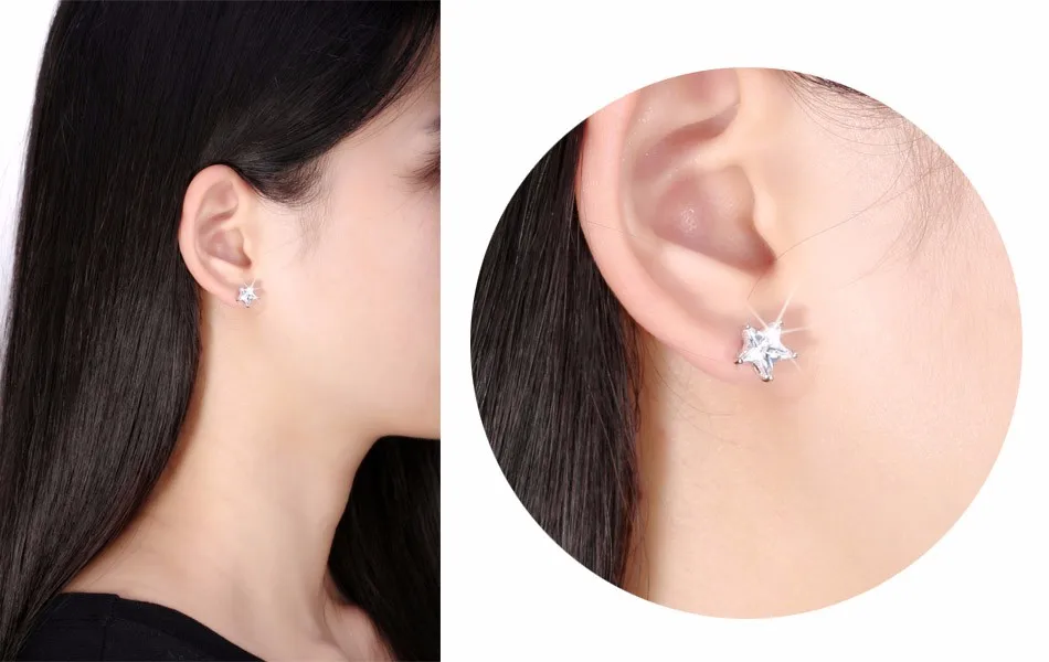 ORSA JEWELS серьги из чистого 925 пробы серебра 0.8ct кубический циркон Звезда Серьги гвоздики для женщин Свадебная вечеринка новые ювелирные изделия SE02