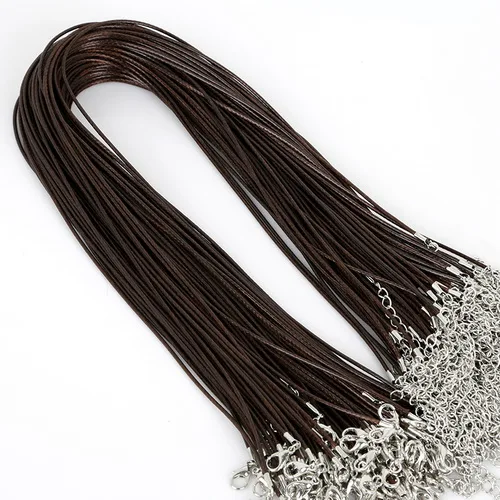 Dark Brown 10 шт./лот, кожаные цепочки, браслет, подвеска, амулеты с застежкой-омаром, для самостоятельного изготовления ювелирных изделий, шнур 1,5 мм - Цвет: Dark Brown
