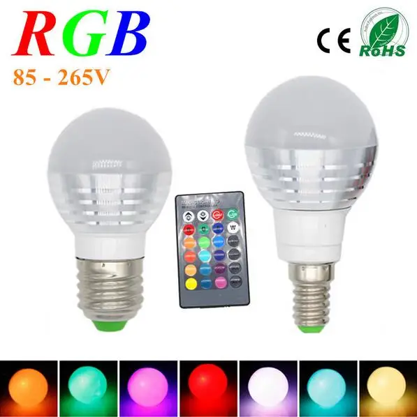 2016 RGB Светодиодная лампа E27 E14 3 Вт светодиодная светодиодный прожектор точечный