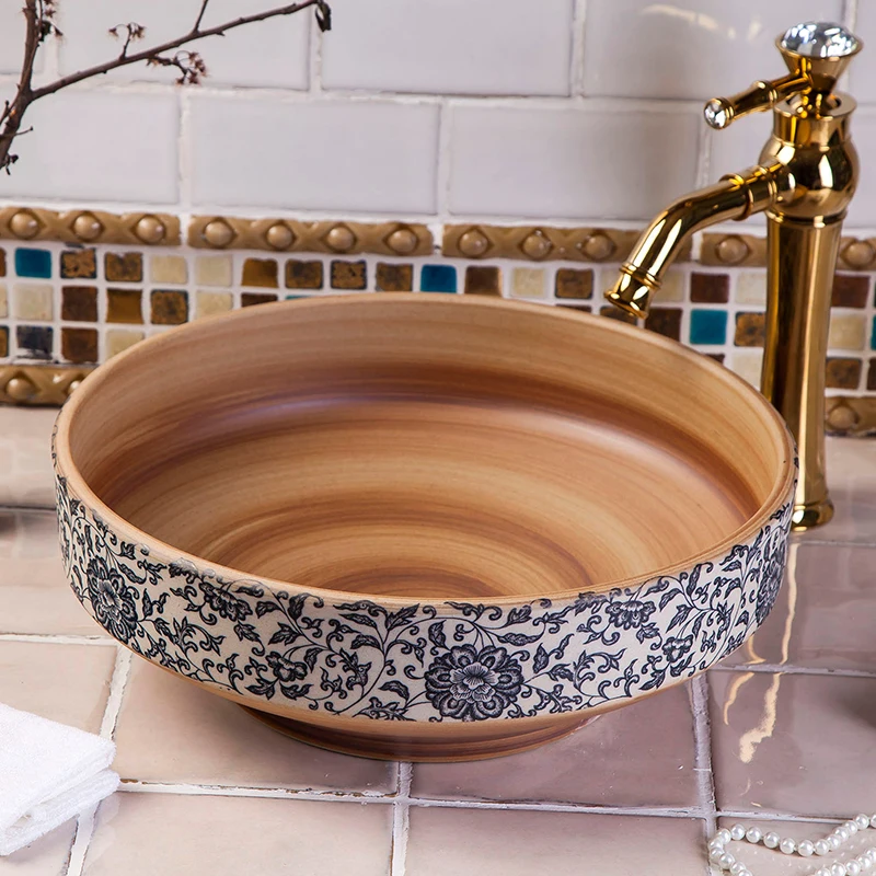 Europe Style Handmade Countertop Basin Bathroom Sink Ceramic wash basin brown | Обустройство дома