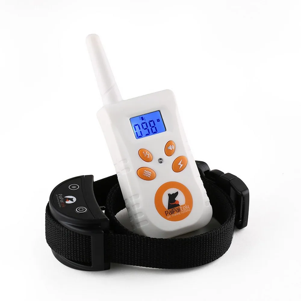 White Remote PaiPaitek Радиоуправляемый ошейник для дрессировки собак с электрическим током с вибрацией и подсветкой голосовое устройство для обучения собак дрессировщик собак для маленьких собак - Цвет: White Remote