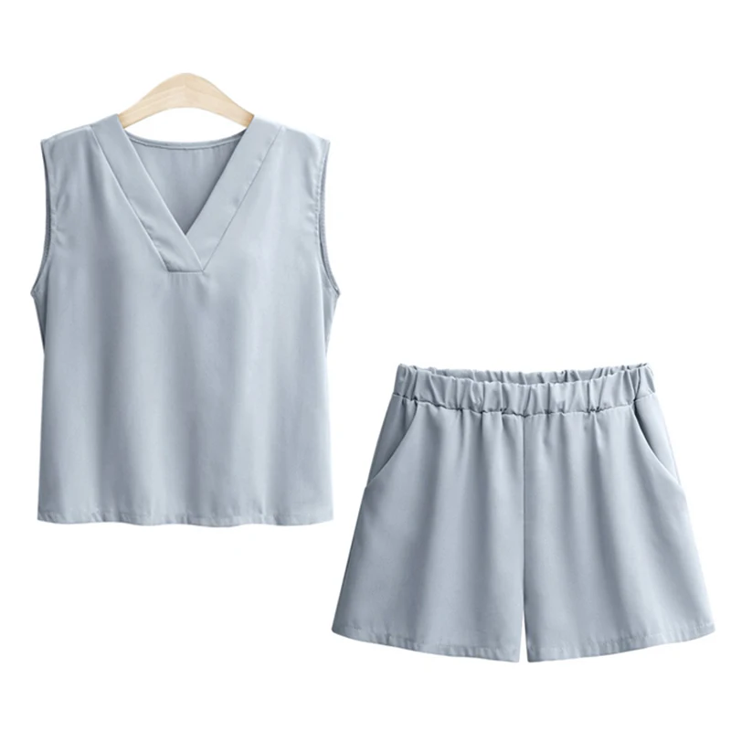 Trytree летний женский костюм из двух предметов Повседневное шелковистой v образные