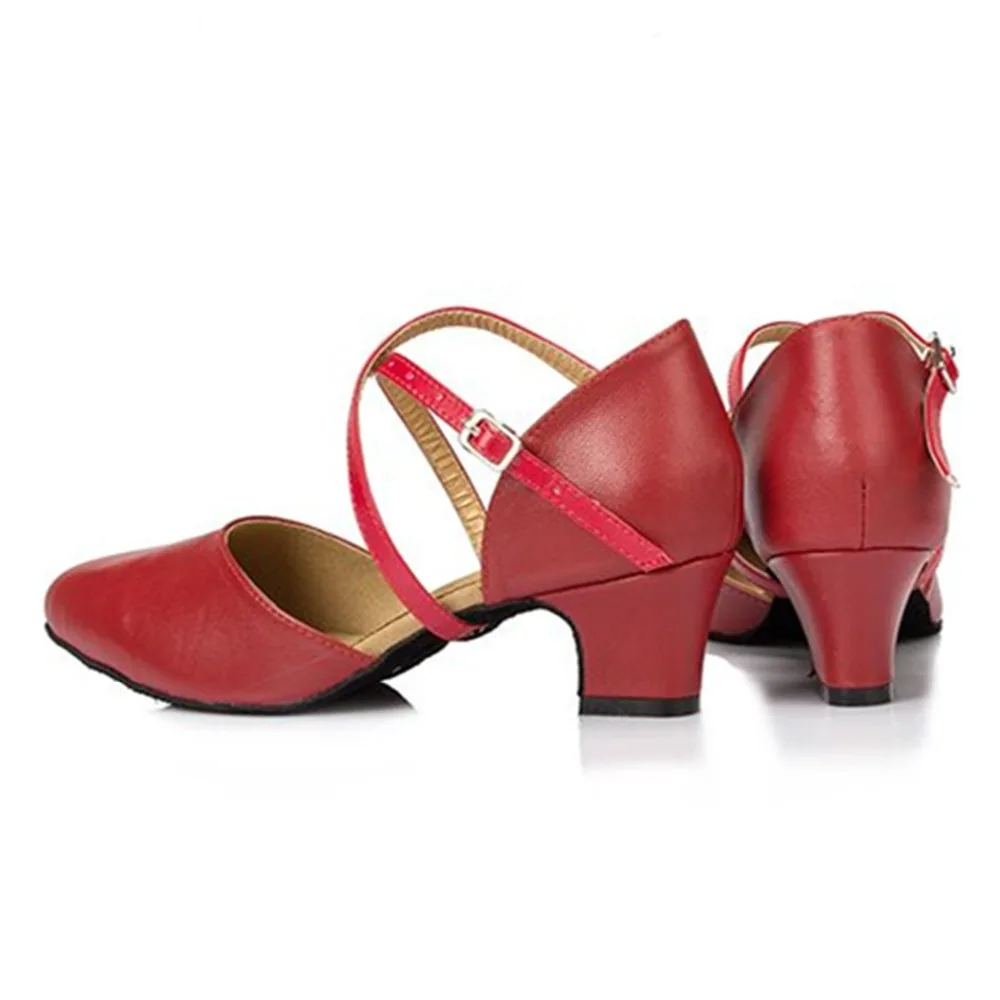 HXYOO Comfortable Red Black Tan Salsa Zapatos De Baile Heels 4.5-8.5 cm Ballroom Latin Dance Shoes Closed Toe For Women JYG434 | Спорт и