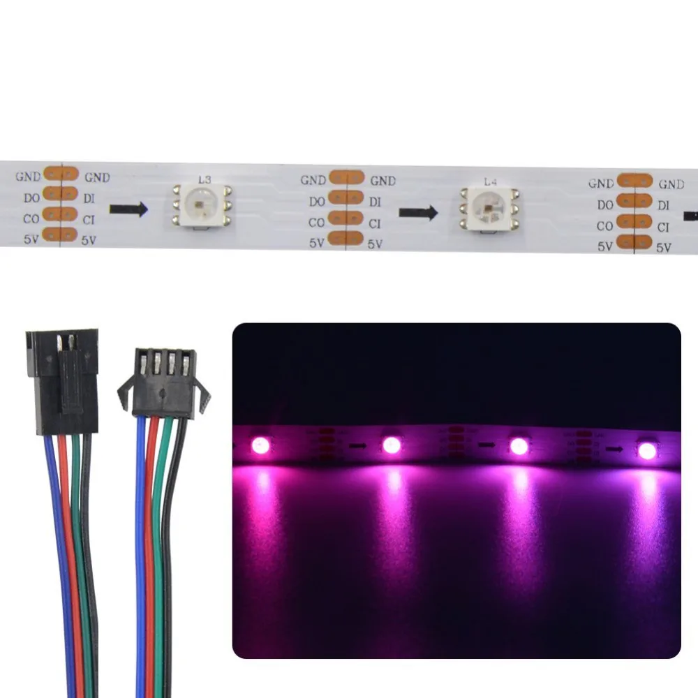 5 м SK9822 APA102 гибкая светодиодная лента 5050 RGB 30 светодиодов/м Водонепроницаемая