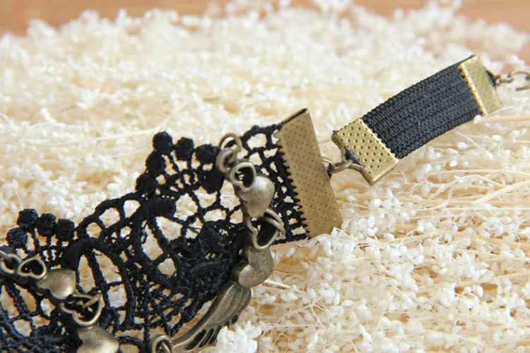 Женский браслет ручной работы с черными кружевными бусинами и подвесками|jewelry