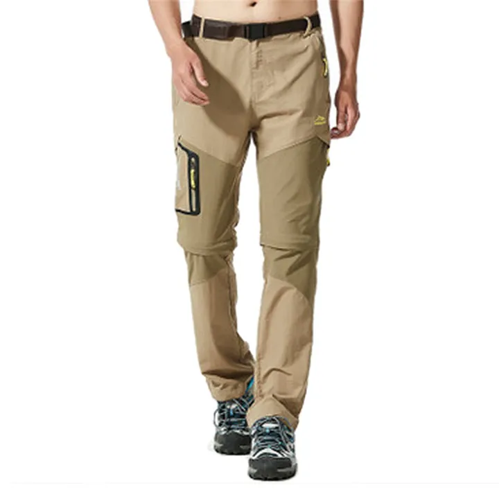 khaki ZXQYH, летние мужские быстросохнущие штаны, 6XL, уличные спортивные штаны, для кемпинга, походов, дышащие брюки, водонепроницаемые, съемные, плюс штаны - Цвет: khaki