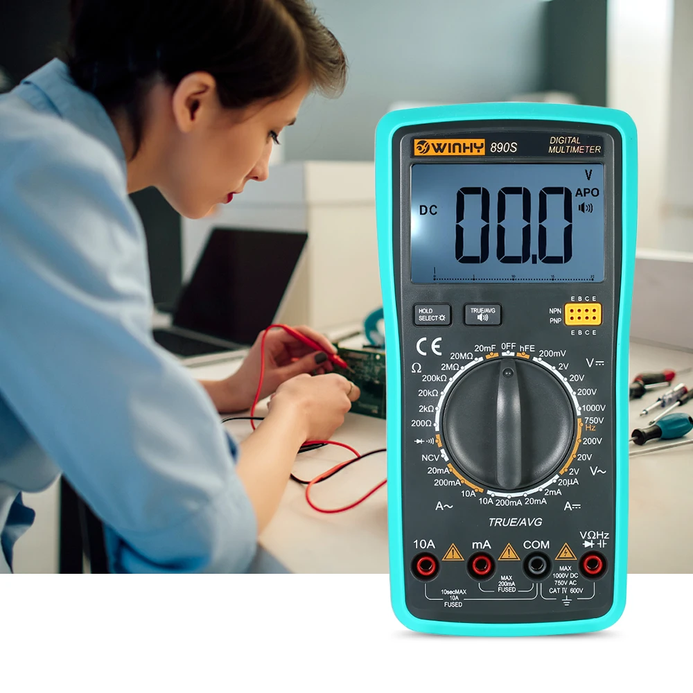 

Digital LCD Multimeter Voice NCV True RMS DC/AC Voltage Current Meter Capacitance Resistance Diode Tester VC890S