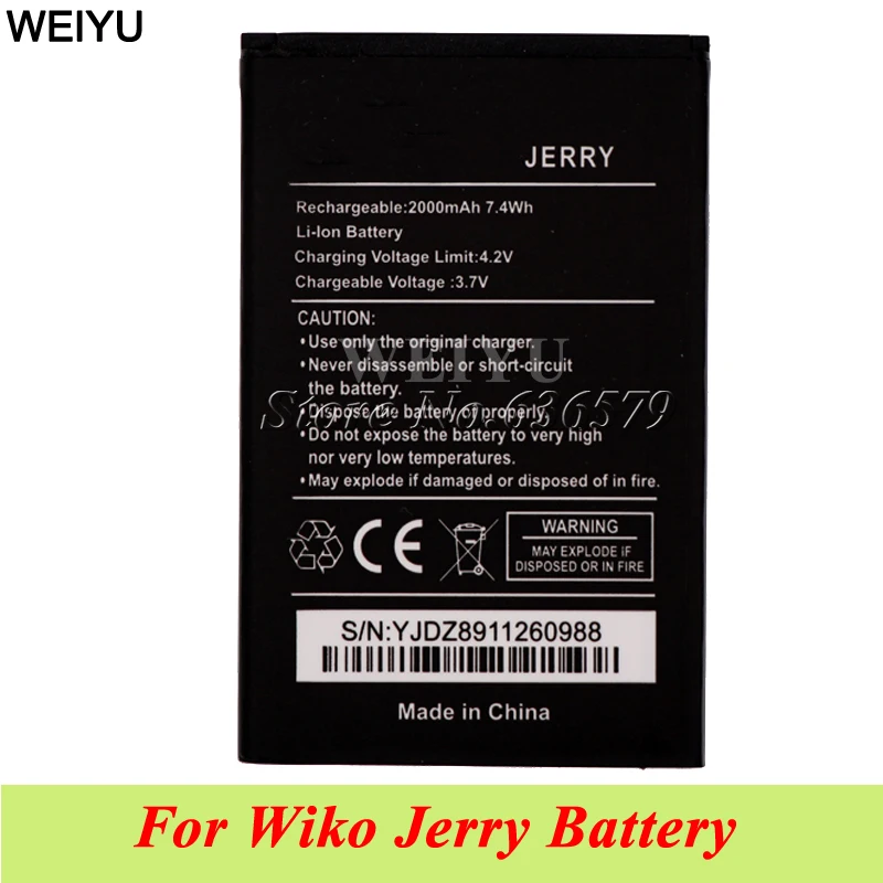 

10PCS/LOT 2000mAh Battery For Wiko Jerry Batterie Bateria AKKU Accumulator