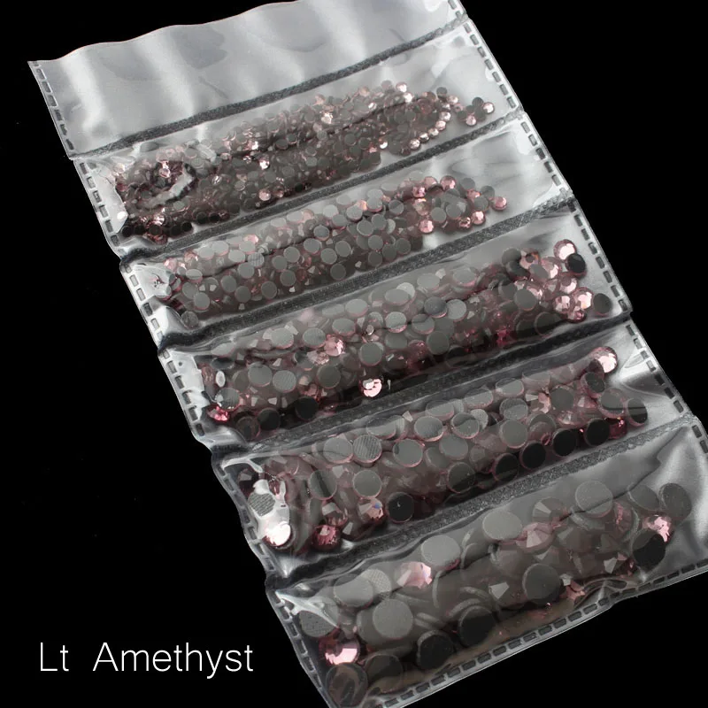 Lt Amethyst Новая упаковка 1200 шт смешанные размеры Горячая фиксация Стразы Блестящий Кристалл SS6-SS30 для одежды DIY - Цвет: Lt Amethyst