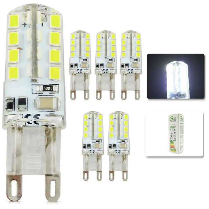 5x шт. светодиодная мини лампа G9 220 В 5 Вт 9 32 64 smd 2835 с силиконовым корпусом теплая
