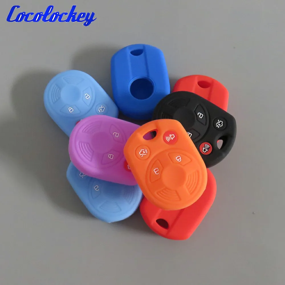 

Cocolockey Silicone Car Key Cover for Ford Transit Focus Escape C-MAX Remote Keyless 4 Buttons No Logo