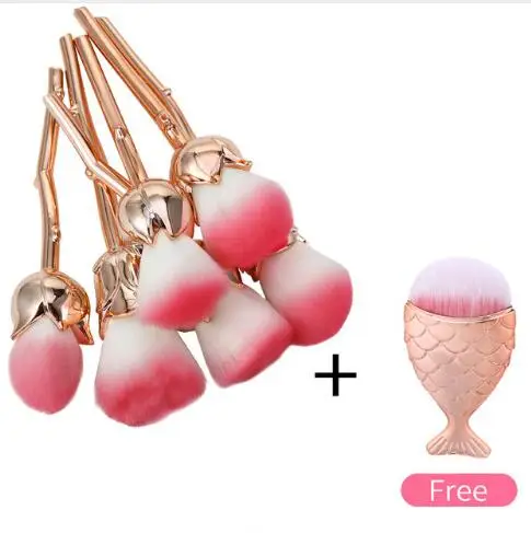 GUJHUI 6 шт./компл. Professional Новый розовый цветок Макияж кисточки наборы для ухода за