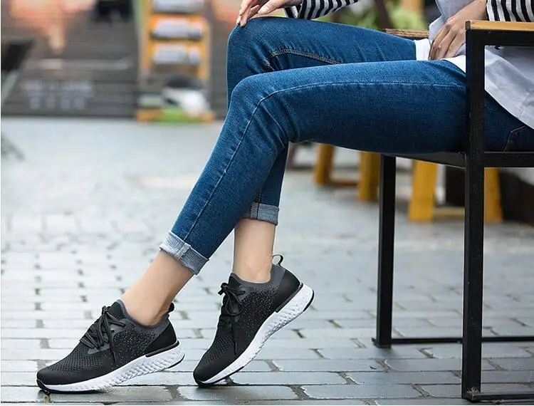 Zapatillas mujer; белые кроссовки с летящим плетением; повседневная спортивная дышащая обувь из сетчатого материала; sapato feminino; женская обувь для студентов; tênis feminino