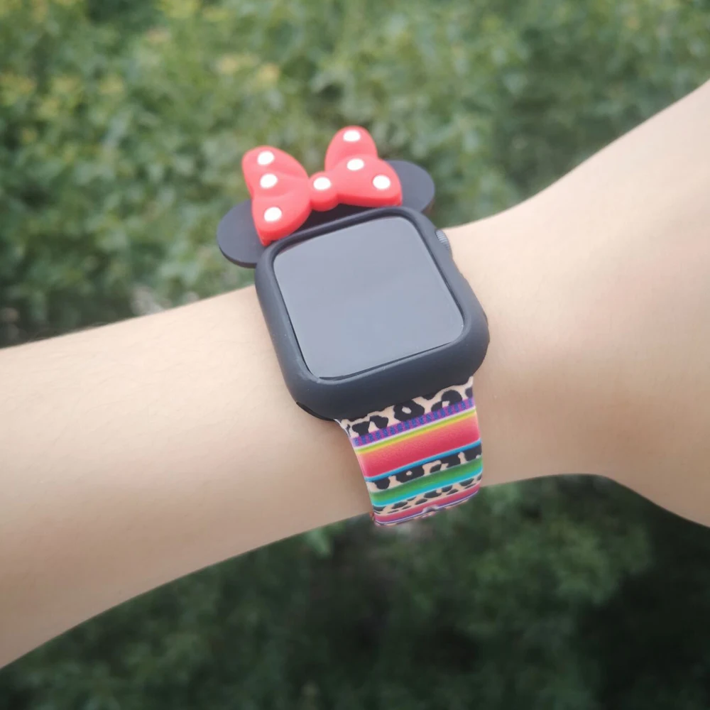 Силиконовый чехол с рисунком для Apple watch 38 мм 40 мм 42 мм 44 мм круглый резиновый защитный чехол для iwatch series 4 3 2 1