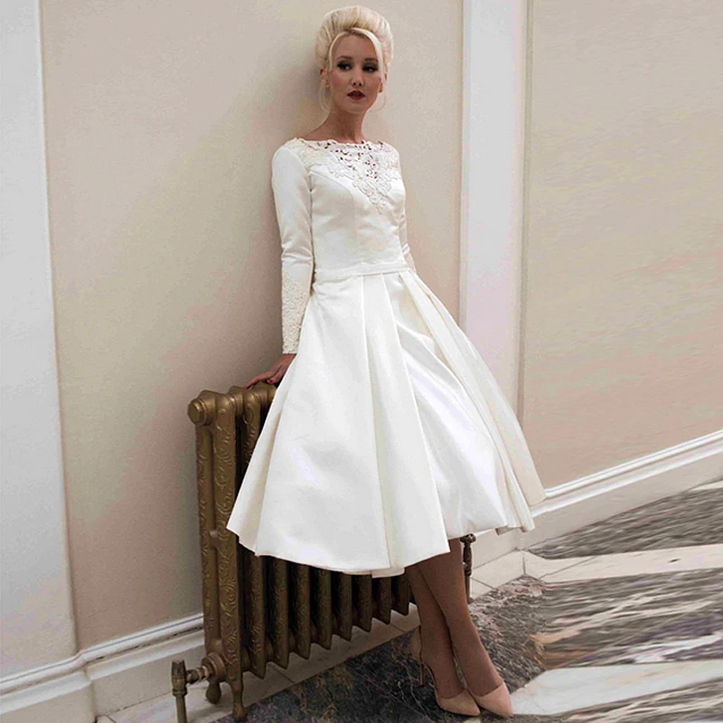 Vestido de noiva robe mariage Bateau с вырезом лодочкой свадебные платья длинным рукавом 2015