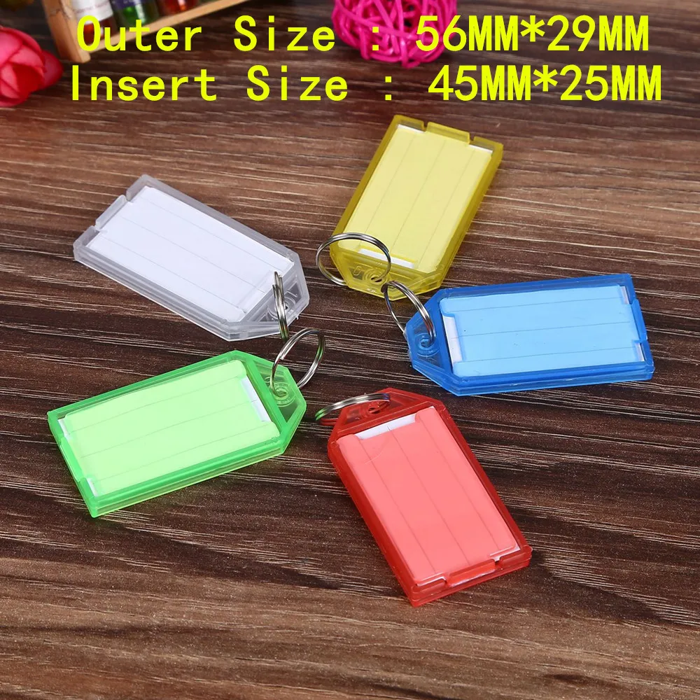 100 шт. 2-по бокам Пластик прямоугольник брелки для ключей багажная бирка животных